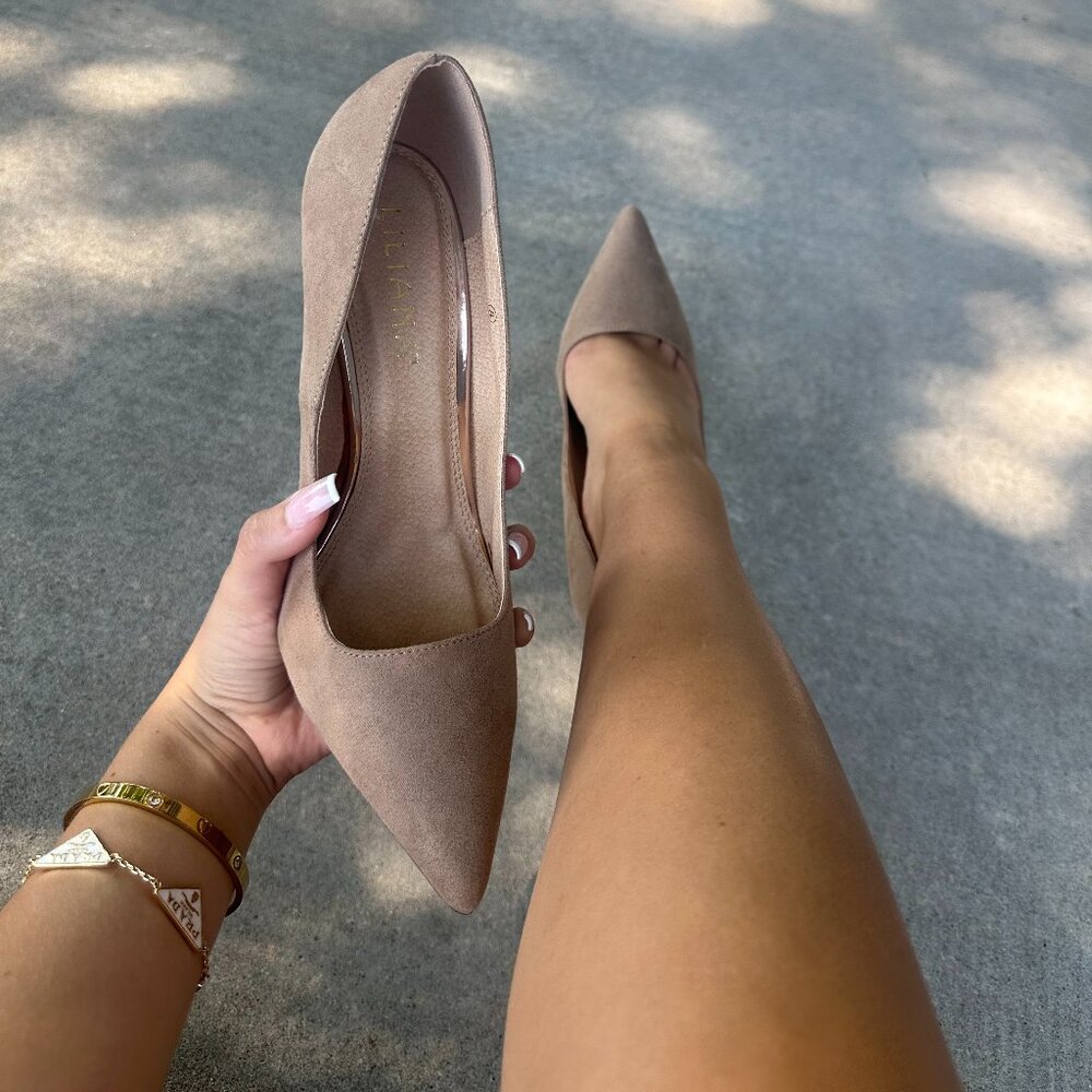NEW Lilliana Nude High Heels Pointed Toe